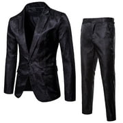 Harpily Men Suits Suit Slim 2-Piece Suit Blazer Business Wedding Party Jacket Coat & Pants XXL