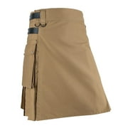 Harpily Mens Pants Vintage Kilt Scotland Gothic Fashion Kendo Pocket Skirts Scottish Clothing L