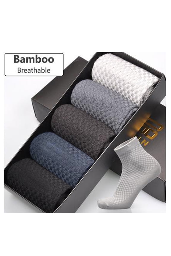 Mens Socks Over Ankle Breathable Bamboo Fiber Lightweight Smooth Silky Anti Odor Anti Slide Elastic Universal Fit