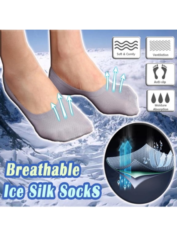 Socks for Men Unisex Ice Soft Silk Skin Friendly Invisible Lightweight Anti Slide Heel Design No Show Socks All Match Multipack