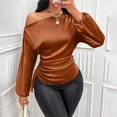 thumbnail image 1 of Harpily Shirts for Women Lantern Long Sleeve One Shoulder Side Drawstring Ruched Blouses for Women Fitted Evening Club Night Out Outfits, 1 of 4