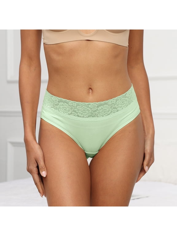 Panties for Women Multi Color Lace Decor Wide Breathable Medium High Waist Soft Stretch Daily Underwear