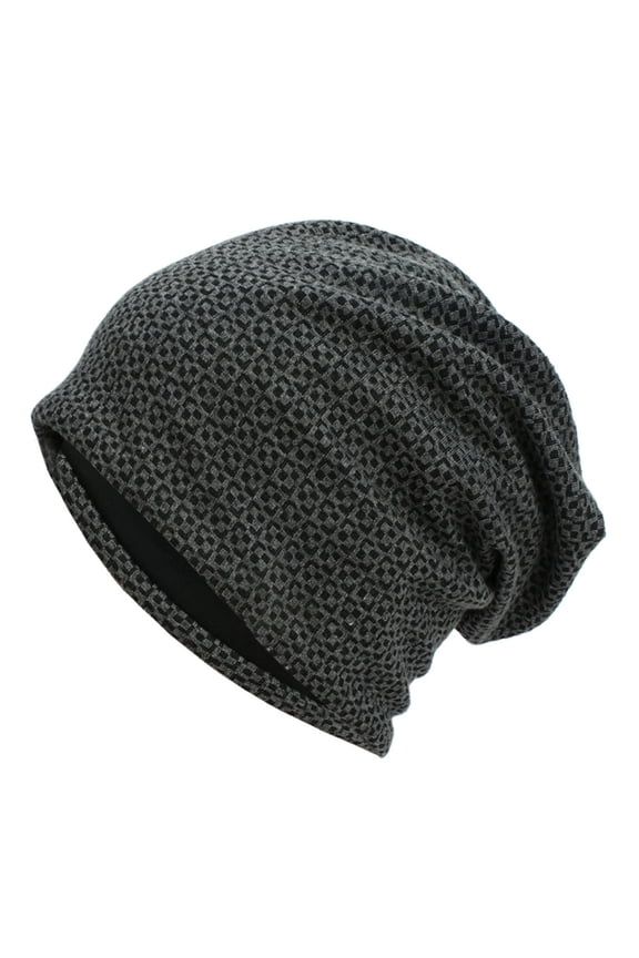 Plaid Slouchy Beanie Hats for Men Soft Stretchy Loose Warm Unisex Casual Trendy Loose Fashion Skull Cap for Daily Outdoor Wear
