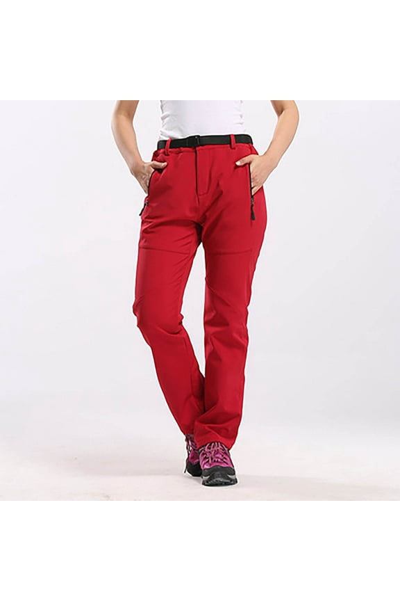 Plus Size Pants Womens Plush Rain Pants Water Proof Hiking Pants Over Pants Windproof Outdoor Fishing Rain Gear Red XL