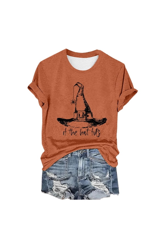 Shirts for Women If The Hat Halloween Witch Hats Women's Crew Neck T Shirt