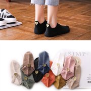 Harpily Short Socks for Women Solid Base Soft Irregular Heart Pattern Lightweight Thin Breathable Fabric Daily Casual Liner Socks