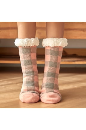 Socks for Women Christmas Plaid Warm Floor Breathable Sweat Wicking Anti-Friction Hygienic Indoor Casual Stockings
