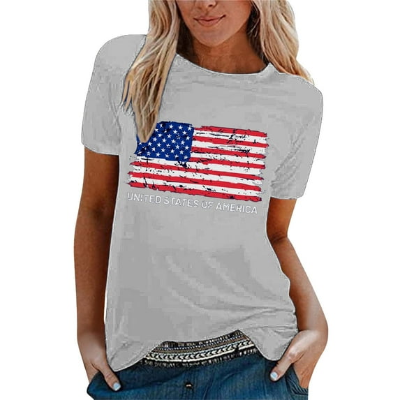 Harpily Special Offer Shirts for Women Women's Independence Day Printed Short Sleeve T Shirt