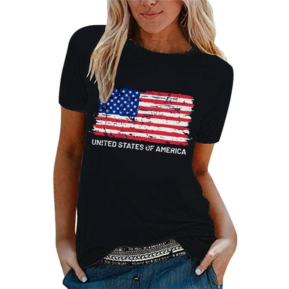 Harpily Special Offer Shirts for Women Women's Independence Day Printed Short Sleeve T Shirt