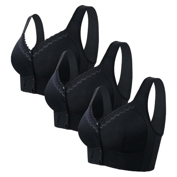 Harpily Special Offer Underwear for Women 3 PC Bra For Senior Front Closure Breathable Bra For Seniors Wirefree Bras For Older Women BK1 46