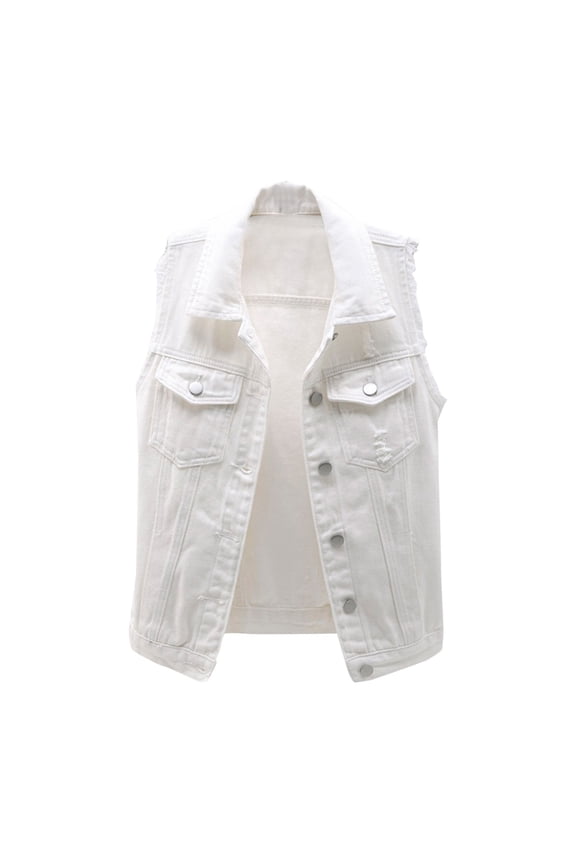 Special Offer Women's Slim-Fit Tank, Top Loose Solid Shirt Denim Jacket Sleeveless Denim Vest Women's Color Women's Blouse