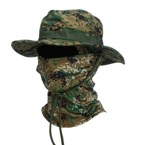 Harpily Sun Hats for Men Wide Brim Camo Military With Multifunctional Neck Gaiter Set Adjustable Windproof Boonie Hat Set Sun Protection Hat