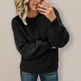 thumbnail image 1 of Harpily Sweaters for Women Crew Neck Long Sleeve Shirts 3D Textured Cable Knit Lightweight Soft Womens Knitted Pullover for Fall Outfits, 1 of 4