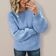 thumbnail image 1 of Harpily Sweaters for Women Crew Neck Long Sleeve Shirts 3D Textured Cable Knit Lightweight Soft Womens Knitted Pullover for Fall Outfits, 1 of 4