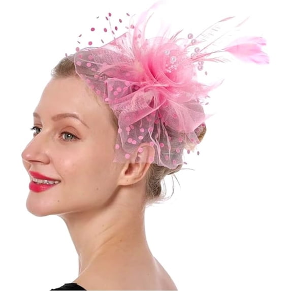 Harpily Tea Party Hats for Women Elegant Cocktail Wedding Hair Accessory with Mesh Flower Decoration Fascinators Hats for Women