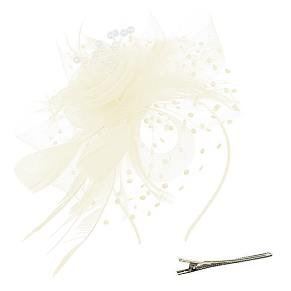 Harpily Women Kentucky Headbands Mesh Elegant Flower Feather Elegant Bridal Hair Clip Fascinator Vintage Floral Hair Accessories for Wedding Tea Party Cocktail Party