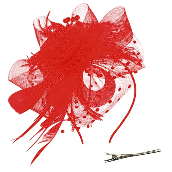 Harpily Women Kentucky Headbands Mesh Elegant Flower Feather Elegant Bridal Hair Clip Fascinator Vintage Floral Hair Accessories for Wedding Tea Party Cocktail Party