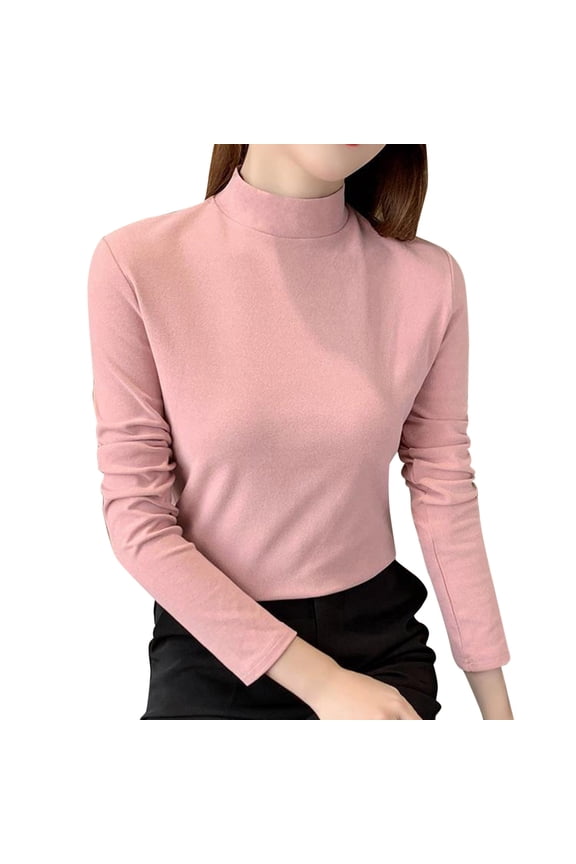 Women Long Sleeve Turtleneck Slim Fitted Based Layer Lightweight Active Shirt Pullover Tops