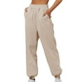thumbnail image 1 of Harpily Women Plus Size Pants Thin High Waisted Loose Sweatpants Comfortable High Waisted Jogging Pants With Pockets Casual Sweatpants Beige S, 1 of 6