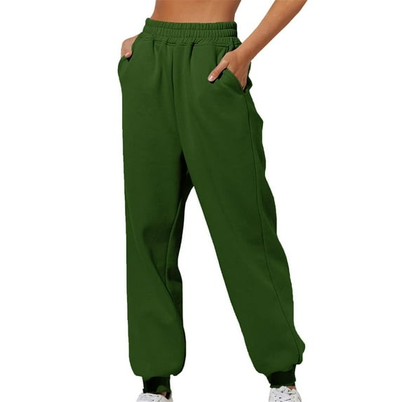Harpily Women Plus Size Pants Thin High Waisted Loose Sweatpants Comfortable High Waisted Jogging Pants With Pockets Casual Sweatpants Green 3XL