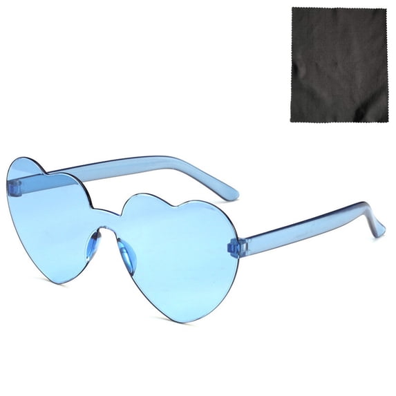 Harpily Women Sunglasses Heart Shaped Rimless Candy Color PC Lenses Durable UV Protection Eyewear for Party Festival Travel