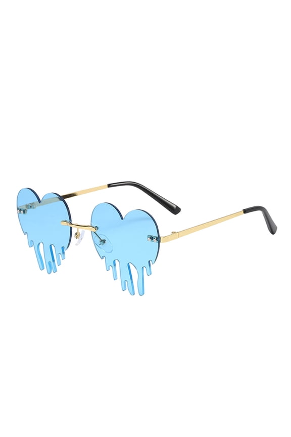 Women Sunglasses Retro Heart Shaped Frameless Alloy Resin UV Protection Glasses for Outdoor Casual Wear