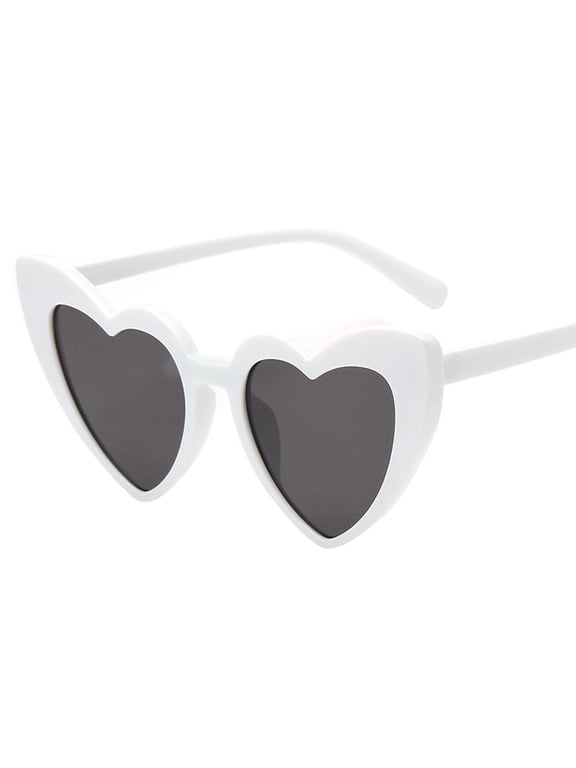 Women Sunglasses Retro Heart Shaped Sturdy Alloy and Resin UV Protection Sun Glasses for Outdoor and Casual Use