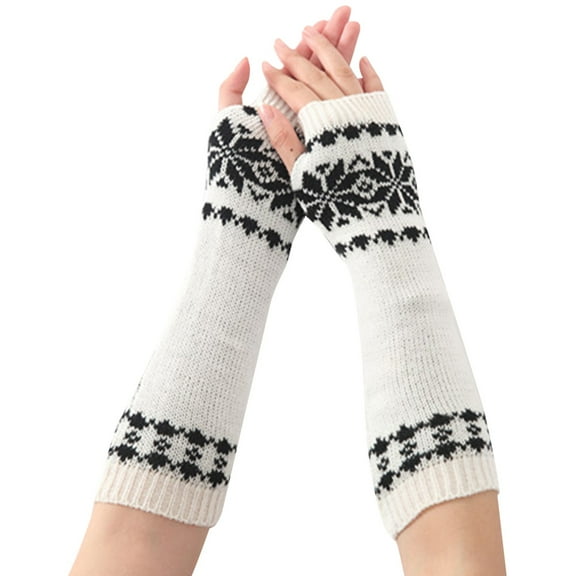 Harpily Women Winter Warm Knit Fingerless Gloves Hand Crochet Thumbhole Arm Warmers Mittens