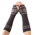 thumbnail image 1 of Harpily Women Winter Warm Knit Fingerless Gloves Hand Crochet Thumbhole Arm Warmers Mittens, 1 of 3