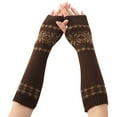 thumbnail image 1 of Harpily Women Winter Warm Knit Fingerless Gloves Hand Crochet Thumbhole Arm Warmers Mittens, 1 of 3