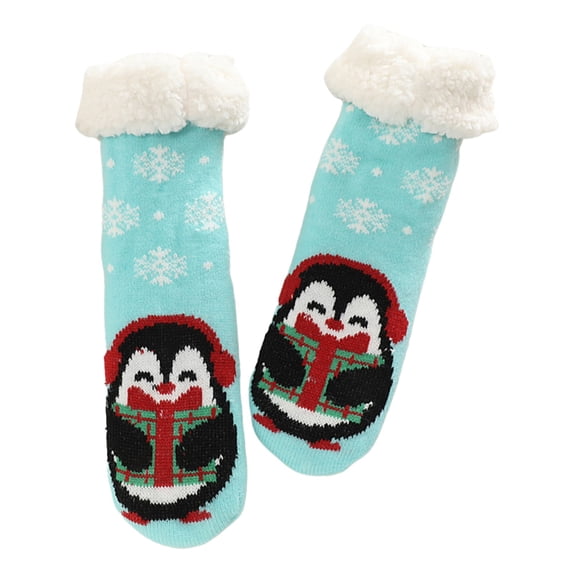 Harpily Women's Ankle Socks Christmas Themed Fuzzy Warm Slipper Stocking with Fuzzy Turn‑over Cuff Novelty Holiday Socks for Party Wear or Daily Use