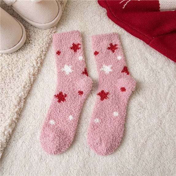 Harpily Women's Ankle Socks Mid Calf Autumn Winter Daily Casual Fleece Thicken Christmas Socks for Christmas Themed Party or Daily Use