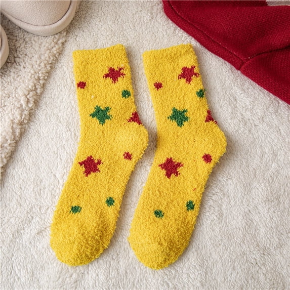Harpily Women's Ankle Socks Mid Calf Autumn Winter Daily Casual Fleece Thicken Christmas Socks for Christmas Themed Party or Daily Use