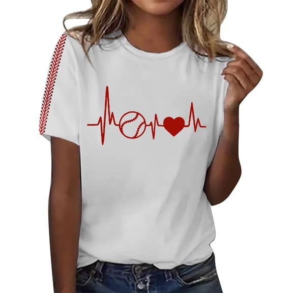 Harpily Women's Casual Top 2025 Summer Women's Baseball Print T Shirt
