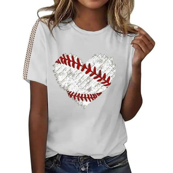 Harpily Women's Casual Top 2025 Summer Women's Baseball Print T Shirt