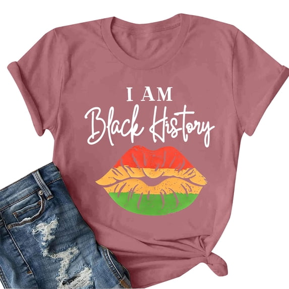 Harpily Women's Casual Top Black Month T Shirt Women Casual Short Sleeve Cute Graphic Tops Tees