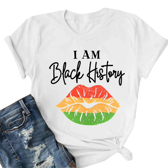 Harpily Women's Casual Top Black Month T Shirt Women Casual Short Sleeve Cute Graphic Tops Tees