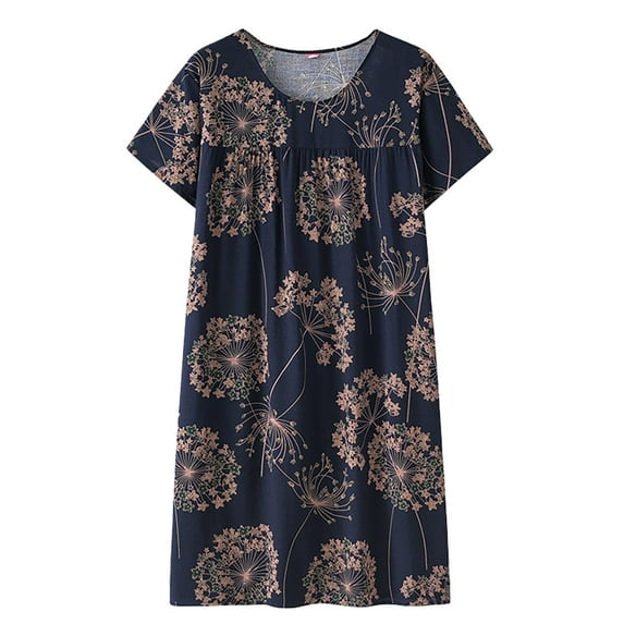 Harpily Women's Casual Top Summer Cotton Silk Short Sleeved Sleep Dress For Middle Women New Loose Fitting Home Wear Elderly Sleepwear Plus Size Dress