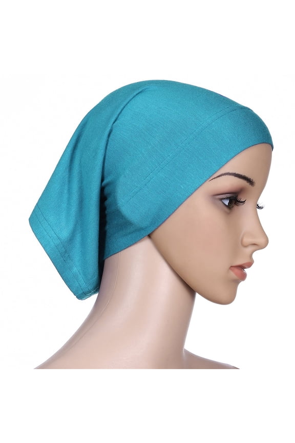 Women's Hats Soft Solid Color Short Muslim Hijab Cap Head Cover Easy to Put On Lightweight Breathable Beanie Hats