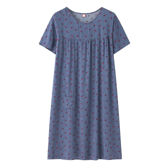 Harpily Women's Shirt Summer Cotton Silk Short Sleeved Sleep Dress For Middle Women New Loose Fitting Home Wear Elderly Sleepwear Plus Size Dress