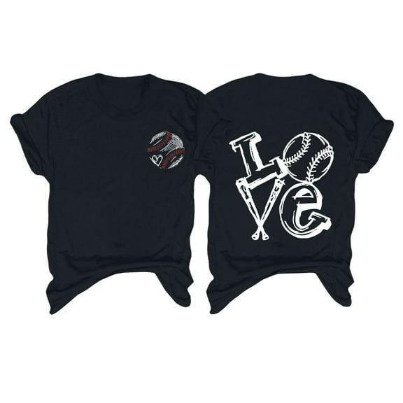 Harpily Women's Shirt Women's Spring/summer Baseball Print Loose T Shirt Short Sleeve Top