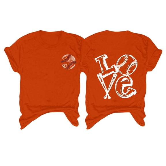 Harpily Women's Shirt Women's Spring/summer Baseball Print Loose T Shirt Short Sleeve Top