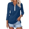 thumbnail image 1 of Harpily Women's Shirt Women's V Neck 3/4 Sleeve Tops Quarter Zip Collared Shirts Shirts Summer Tees, 1 of 3