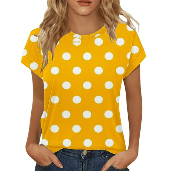 Harpily Women's Shirt Womens Summer Tops Short Sleeve Shirts Crew Neck Cute Trendy Tunic Blouses