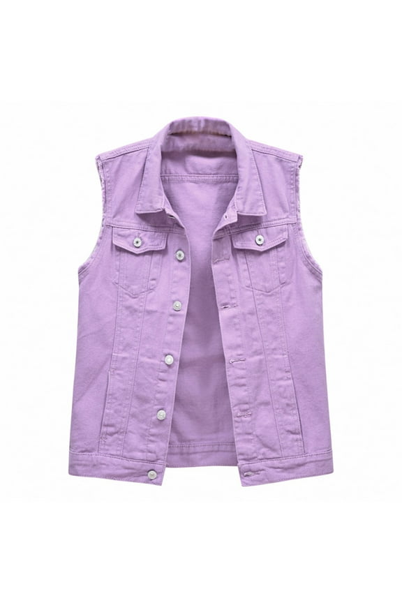 Women's Slim-Fit Tank, Multi Color Denim Vest Female Short Spring And Summer Slim Thin Burlap Sleeveless Shoulders Broken Holes Vest Jacket