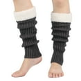 thumbnail image 1 of Harpily Women's Winter Color Blocked Knitted Sock Hairy Warm Leg Stacked Socks Christmas Warm Foot Dark Gray One Size, 1 of 3