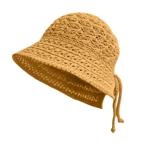 Harpily Womens Bucket Hat Hollow Crochet Knit Breathable Lightweight Sun Protection Hat for Travel Hiking Outdoor Use