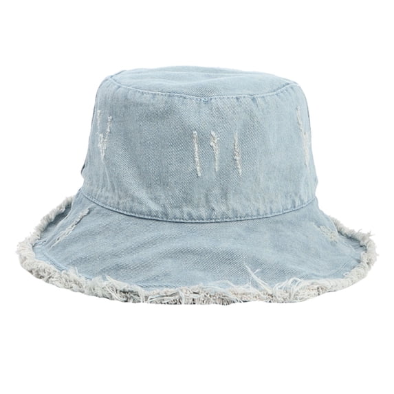 Harpily Womens Bucket Hat Reversible Dual Side Wearable Solid and Denim Print Packable Fisherman Cap