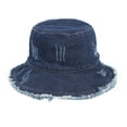 thumbnail image 1 of Womens Bucket Hat Harpily Womens Reversible Dual Side Wearable Solid and Denim Print Packable Fisherman Cap, 1 of 4