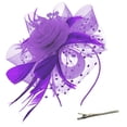 thumbnail image 1 of Harpily Womens Hats Fascinators Charming Floral Mesh and Ribbons Feather Hair Accessory Hat Multi-Color Fiber Headdress Vintage Style Headdress for Tea Party Cocktail Ball Wedding Church Events, 1 of 3